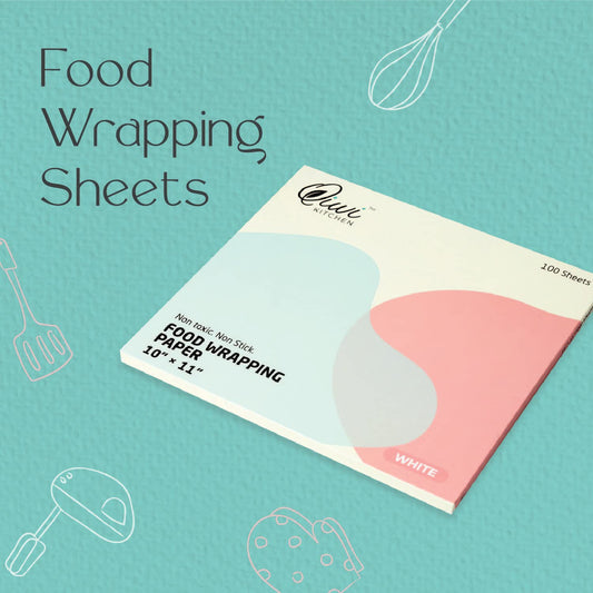 Qiwi Food Wrapping Paper - 100 Sheets | White, 10" x 11" | Microwave Safe | Multipurpose Food Wrapping Paper for Lunch Box, Tiffin Box, Food Storage | FDA Approved | Certified Food Grade Paper
