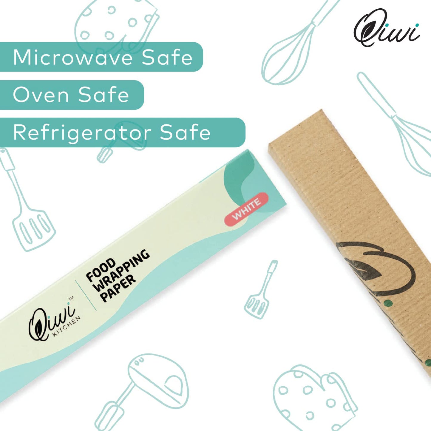 Qiwi Food Wrapping Paper Roll, Pack of 2 (11" x 20 Metre Each) | Microwave Safe | Multipurpose Food Wrapping Paper for Lunch Box, Tiffin Box, Food Storage | FDA Approved | Certified Food Grade Paper