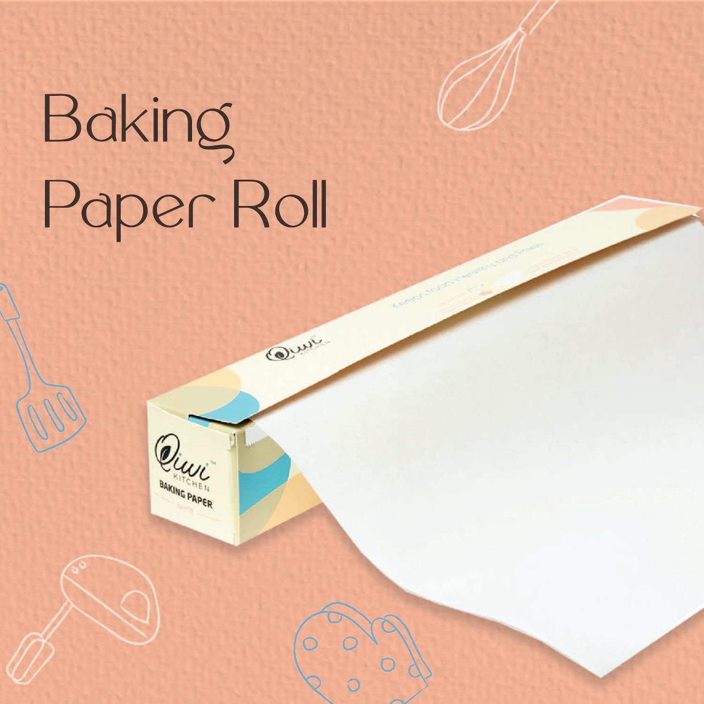 Qiwi Baking Paper Roll | White, 11" x 20 Metre | Microwave, Air Fryer Safe | Non Stick, Reusable, Multipurpose Baking Sheet | Butter Paper Roll | FDA Approved | Certified Food Grade Parchment Paper