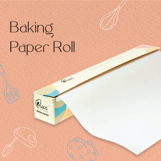 Qiwi Baking Paper Roll | White, 11" x 5 Metre | Microwave, Air Fryer Safe | Non Stick, Reusable, Multipurpose Baking Sheet | Butter Paper Roll | FDA Approved | Parchment Paper | Pack of 2