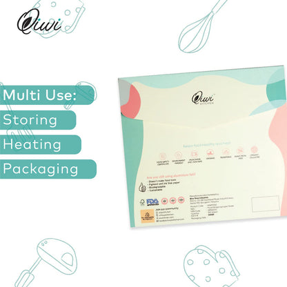 Qiwi Food Wrapping Paper - 100 Sheets | White, 10" x 11" | Microwave Safe | Multipurpose Food Wrapping Paper for Lunch Box, Tiffin Box, Food Storage | FDA Approved | Certified Food Grade Paper