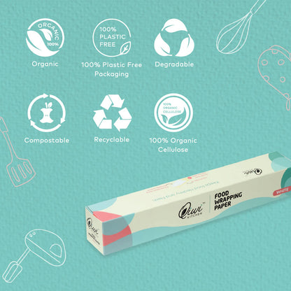 Qiwi Food Wrapping Paper Roll, 11" x 20 Metre | Microwave Safe | Multipurpose Food Wrapping Paper for Lunch Box, Tiffin Box, Daily Use, Food Storage | FDA Approved | Certified Food Grade Paper