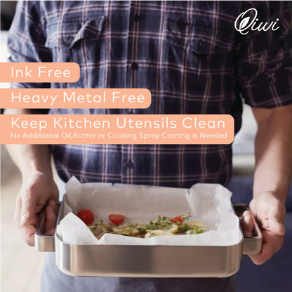 Qiwi Baking Paper Roll | White, 11" x 20 Metre | Microwave, Air Fryer Safe | Non Stick, Reusable, Multipurpose Baking Sheet | Butter Paper Roll | FDA Approved | Certified Food Grade Parchment Paper