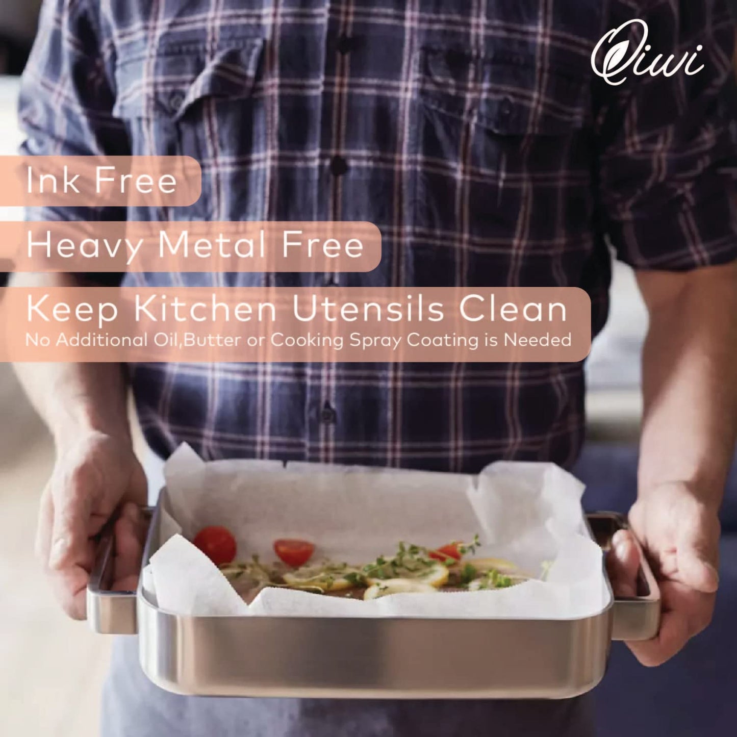 Qiwi Baking Paper Roll | White, 11" x 5 Metre | Microwave, Air Fryer Safe | Non Stick, Reusable, Multipurpose Baking Sheet | Butter Paper Roll | FDA Approved | Certified Food Grade Parchment Paper