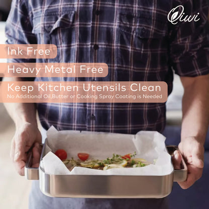 Qiwi Baking Paper Roll | White, 11" x 5 Metre | Microwave, Air Fryer Safe | Non Stick, Reusable, Multipurpose Baking Sheet | Butter Paper Roll | FDA Approved | Certified Food Grade Parchment Paper