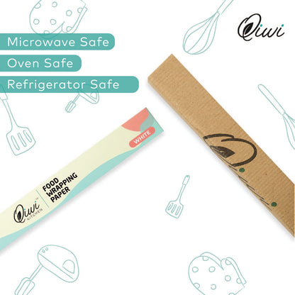 Qiwi Food Wrapping Paper Roll, 11" x 10 Metre (Pack of 2) | Microwave Safe | Multipurpose Food Wrapping Paper for Lunch Box, Tiffin Box, Food Storage | FDA Approved | Certified Food Grade Paper